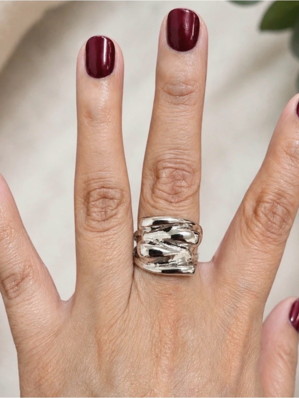 Chunky Twisted Silver Statement Ring - Women's Jewelry New 7
